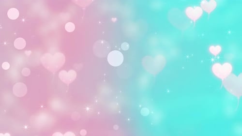 Dreamy Floating Heart Balloons Background with Bokeh Lights