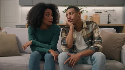 African American Ethnic Family Sad Parents Father Suffering Headache Pensive Mother Tired From