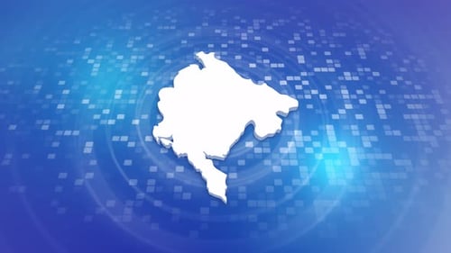 Montenegro Map Reveal on Digital Blue Grid Background