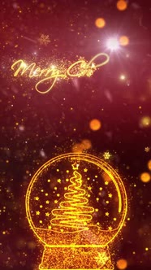 Merry Christmas Snow Globe Background 4- Vertical Video