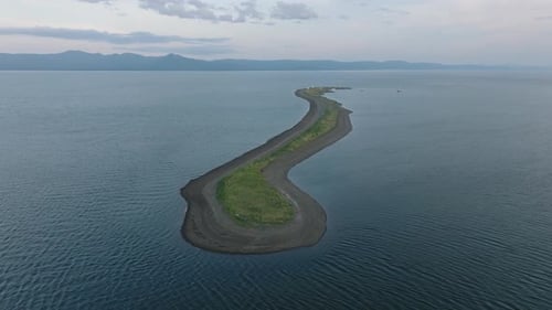 Aerial View of the Island in the Middle of the Sea