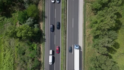 Aerial View of Varying Traffic Speeds on German Highway