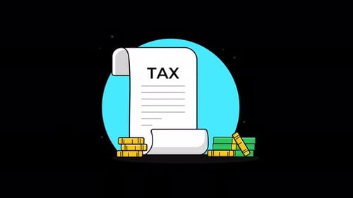 Animated Flat Design Tax Document with Money Illustration