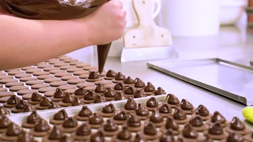 Chocolate Dessert Preparation in Commercial Kitchen
