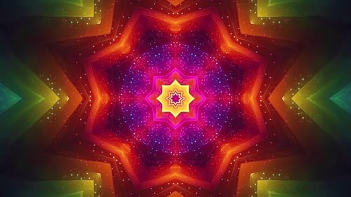 Mandala Colorful Vj Loop Pattern Motion, Glowing Kaleidoscope Vj Loop Pattern Animation