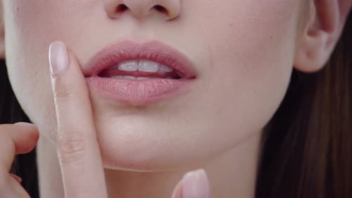 A CloseUp View of Elegant Lips and Jawline Captured in a Modern Aesthetic Style