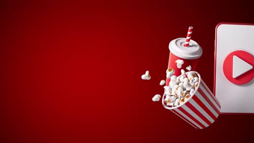 Cinema Concept Background With Popcorn Soda And Film Reel Copy Space For Text 2