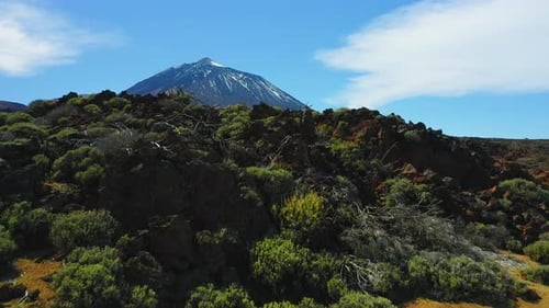 Aerial View of Teide Volcano with Desert Landscape Tenerife Canary Islands Spain