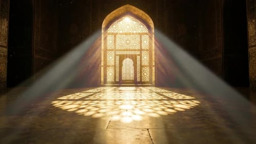 Islamic Ramadan Background, Radiant Light Emanating From An Islamic Arch Illuminating The Mosque 05