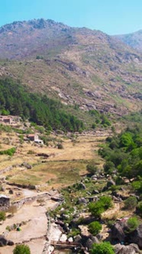 Aerial Vertical View of Loriga Nature Landscape, Portugal