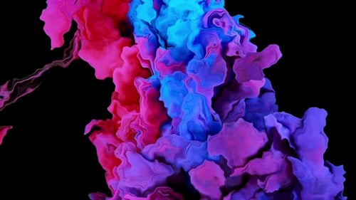 L'encre rouge Luminous Fusion et la peinture bleue illuminent, projetant une lueur abstraite sur fond de noirceur