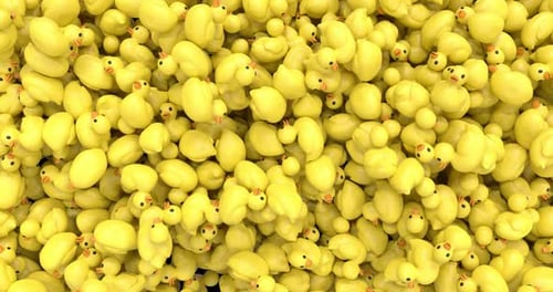 3D Rubber Ducks Falling Animation Alpha Channel 4K