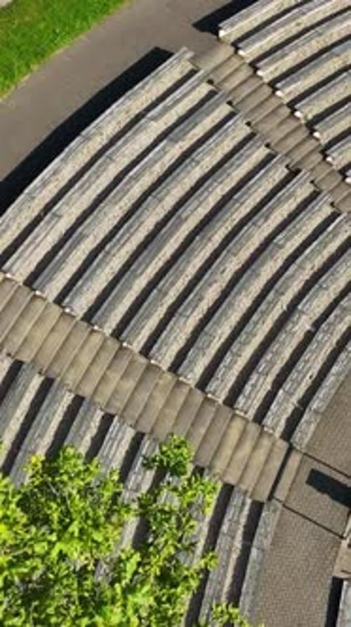 Vertical View Of The Sauleskalns (Sun Hill) Open-air Stage In Talsi, Latvia. Aerial Shot