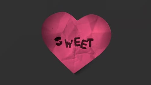 Crumpled Paper Heart Unfold Animation with Text Reveal