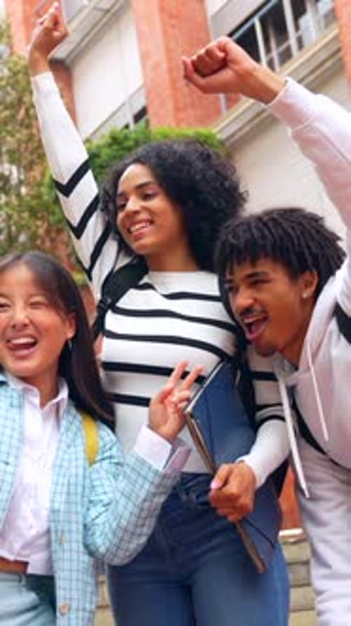 Friends Taking a Selfie in the Campus of the University