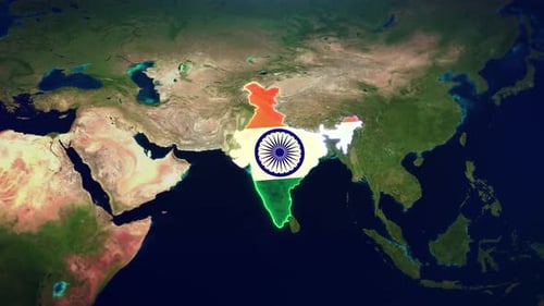 Animated India Map with Flag and Global Background