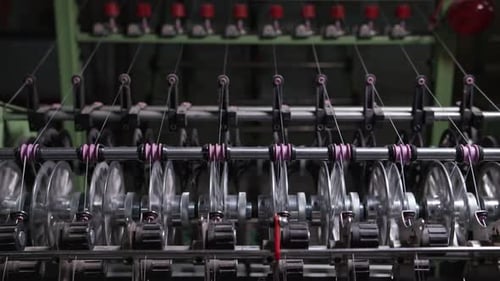 Close Up of Textile Machine in Slow Motion
