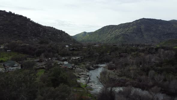 Aerial Of Three Rivers Village In Sequoia National Park, California ...