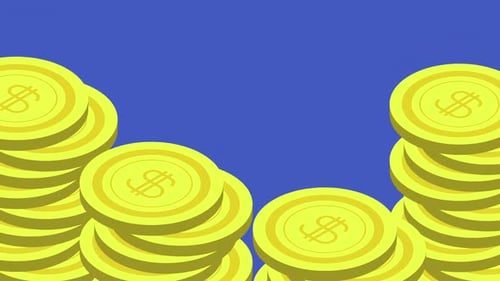 Animated Stacking Gold Coins in Flat Design Style