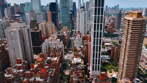 New York city skylines aerial view. American architecture tourist landmark.