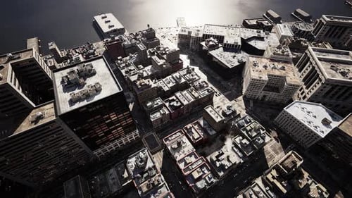 Vista aérea de una ciudad con muchos edificios altos
