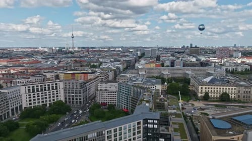 Aerial view of the Mitte district in Berlin, Germany.