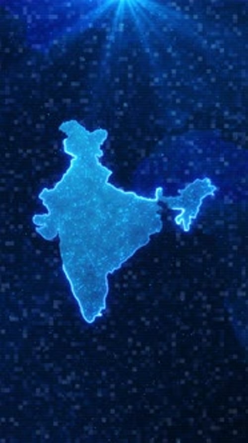 Futuristische digitale indische Karte, Weltkarte, geometrische Animation, Cyber, digitales Indien, Land
