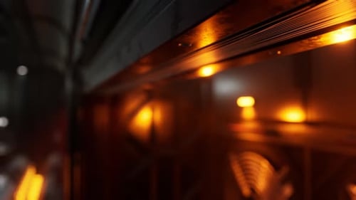 Futuristic Dark Data Center with Metal and Lights