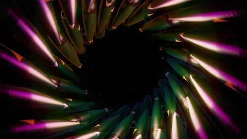 Circular Of Artillery Shells Forming Deep Tunnel 01 4K