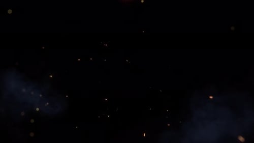 Animation cinématographique élégante avec une lumière vive, de la fumée qui coule et des braises ardentes