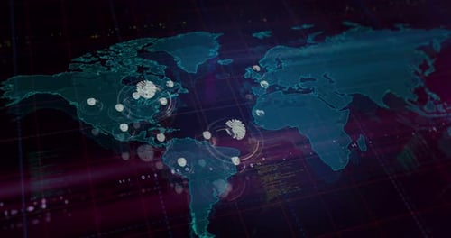 Fingerprint biometric identification symbol on world map