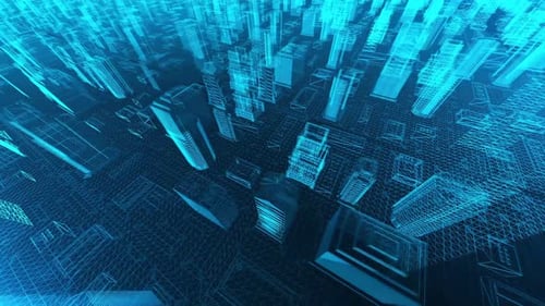 4K Shocking 3D Technology City Growth Opening