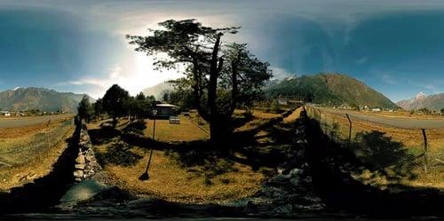 LUKLA NEPAL 1 DECEMBER 2017 360 VR Aircraft Take Off and Fly to Kathmandu Wild Himalayas High