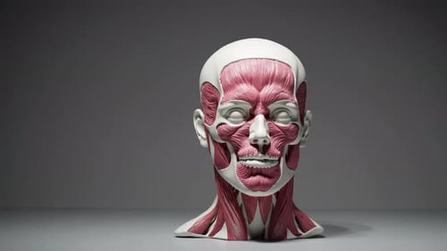 3D Human Head Anatomical Muscle Reveal Animation
