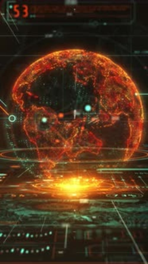 Futuristic Holographic Earth Digital Network User Interface