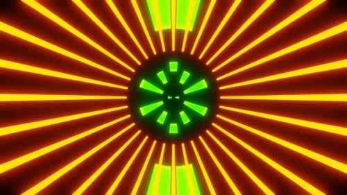 vj loop for live event yellow glow tunnel and green shapes abstract background