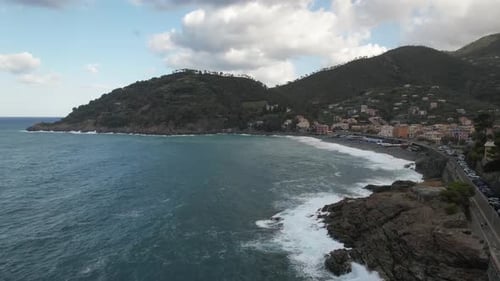 Aerial video over Italy, Liguria, Province of La Spezia, Levante