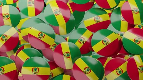 Glossy 3D Bolivia Flag Pins Dynamic Transition Animation