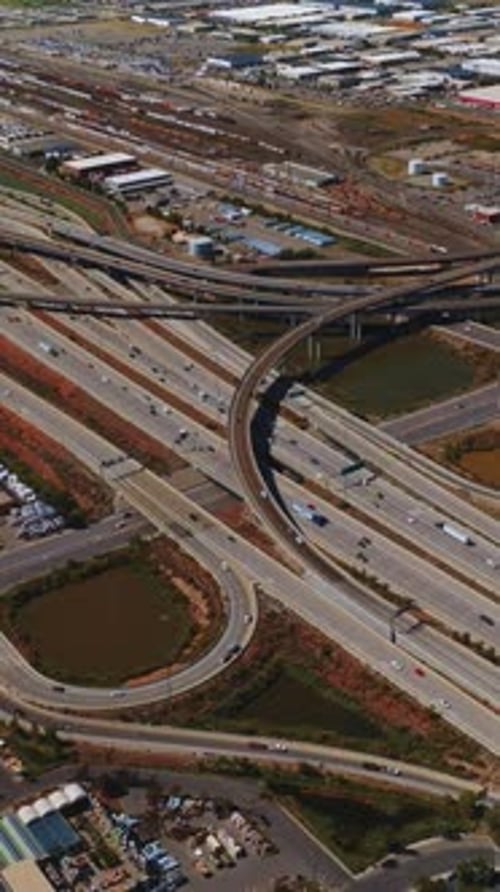 Multiple roads intertwining at the industrial area of Salt Lake City.