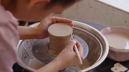 Creating Handmade Pottery in a Serene Studio Environment