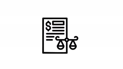 Animated Financial Document and Justice Scale Icon