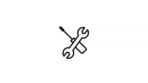 Animated Line Drawing of a Wrench and Screwdriver Icon