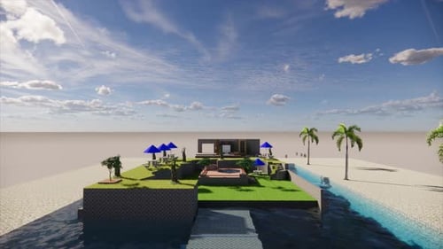 Luxuriöses tropisches Inselresort mit moderner Villa und Pool