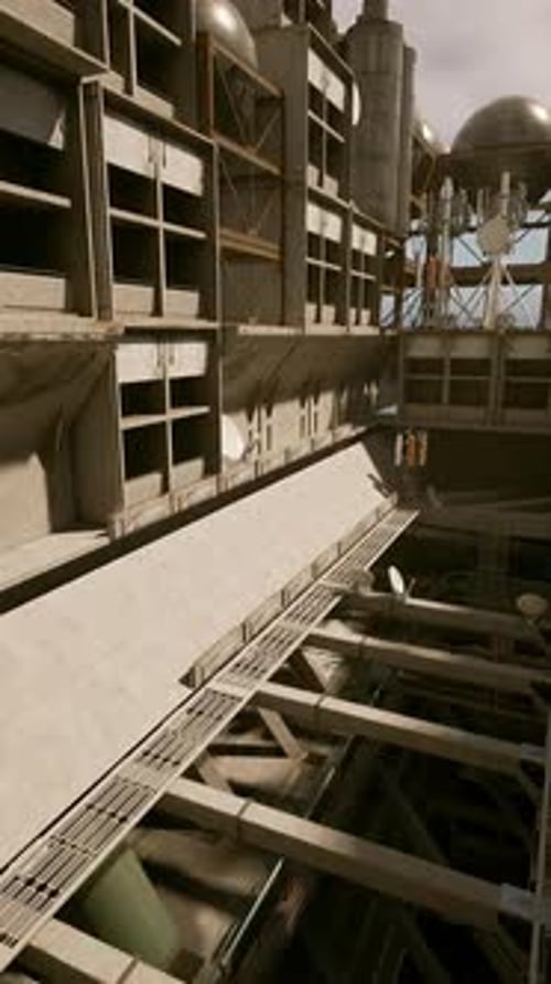 An Industrial Area with a Striking Concrete Roof