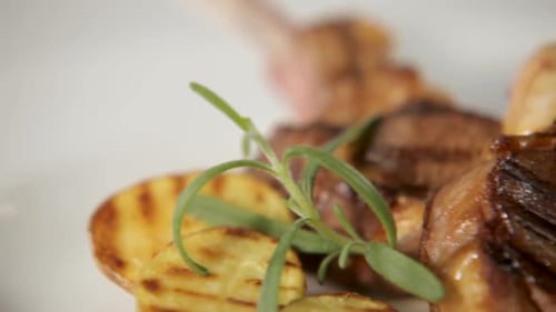 Grilled Lamb Chops with Potatoes and Vegetables