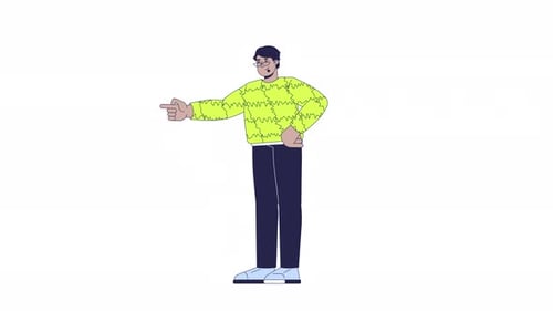 Flat Design Animated Man Explaining and Gesturing