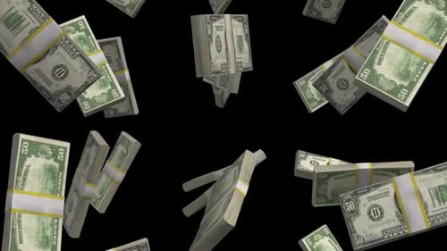 FIFTY DOLLARS Money Falling Animation