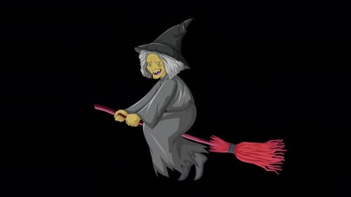 Halloween witch flying 4K