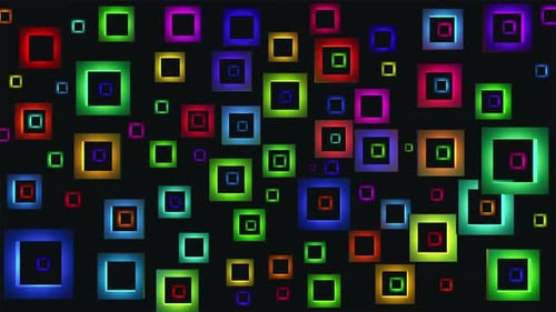 Colorful Geometric Squares Floating and Rotating Animation