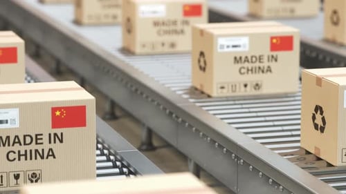 Made in China Cardboard Boxes Moving on Factory Conveyor Belt